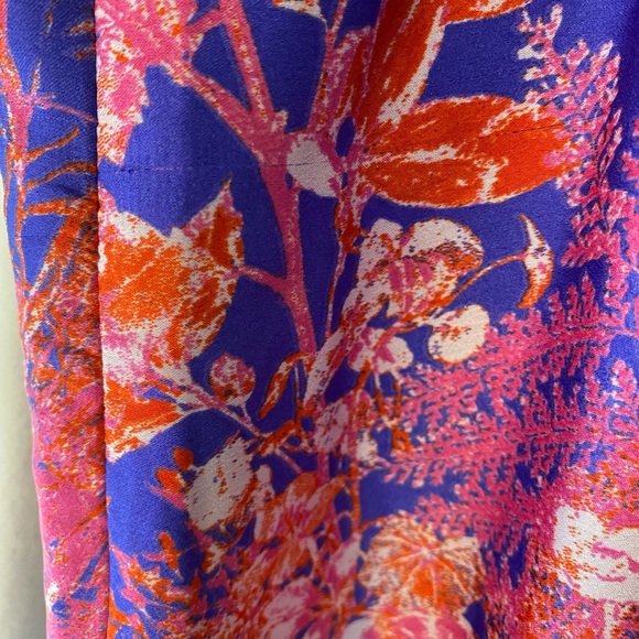 NWT Banana Republic Indigo Purple dress with vibrant orange and pink flowers - Picture 4 of 10